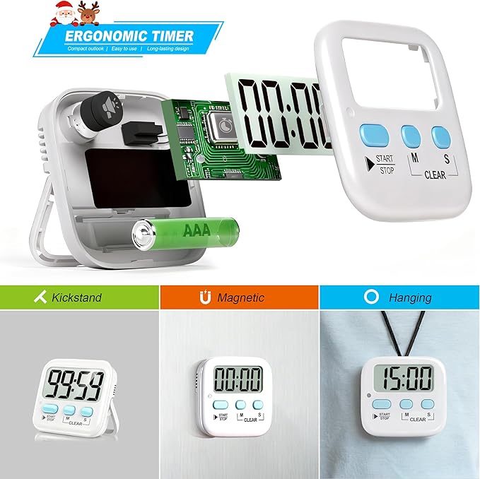 Antonki 2 Pack Digital Timer for Kids, Magnetic Countdown Kitchen Timers for - Image 5