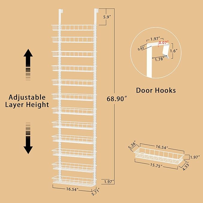 Churboro Over the Door Pantry Organizer Rack - Image 2