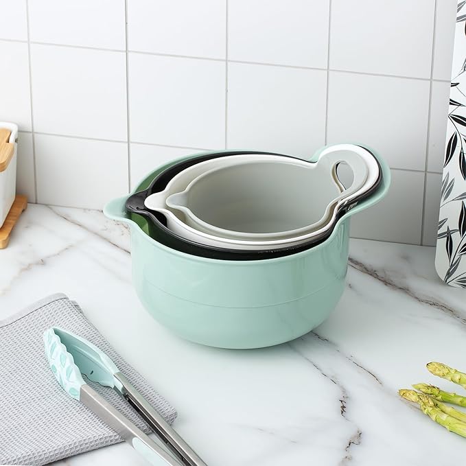 COOK WITH COLOR Nesting Plastic Mixing Bowl Set with Pour Spouts and Handles - Image 2