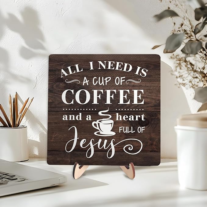 Coffee Bar Sign Plaque Decor-A Heart Full of Jesus, Cafe Bar Accessories - Image 3