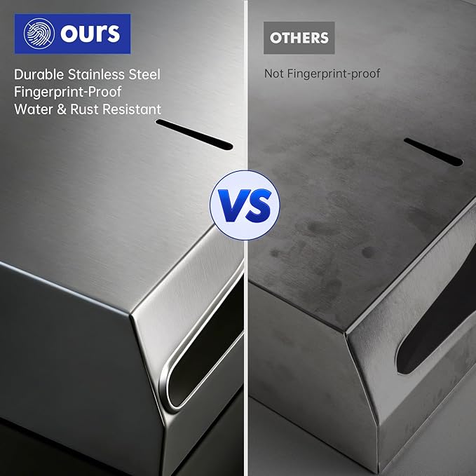 Paper Towel Dispenser Wall Mount, Keyless Magnetic Closure, Brushed Stainless - Image 5