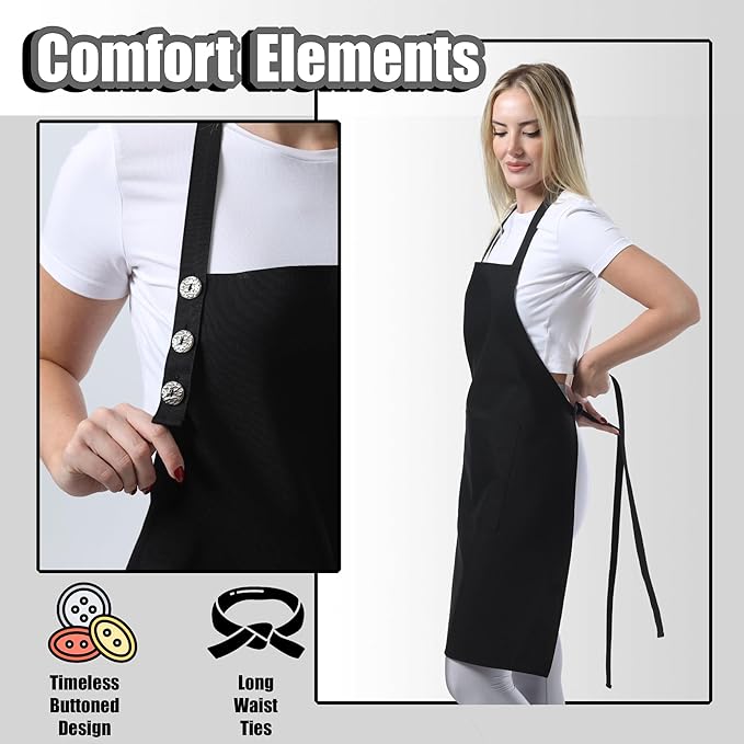 TOSHE Kitchen Apron Waterdrop Resistant Cotton Apron - Image 6