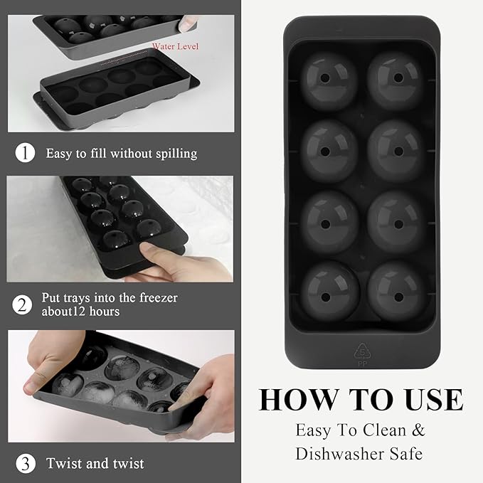 Round Ice Cube Mold, 1.8 INCH x 8, Ice Ball Maker Mold | Round Ice Cube Trays - Image 3