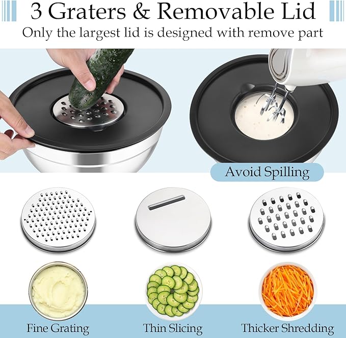 TeamFar Mixing Bowls, Stainless Steel Nesting Salad Bowls - Image 3