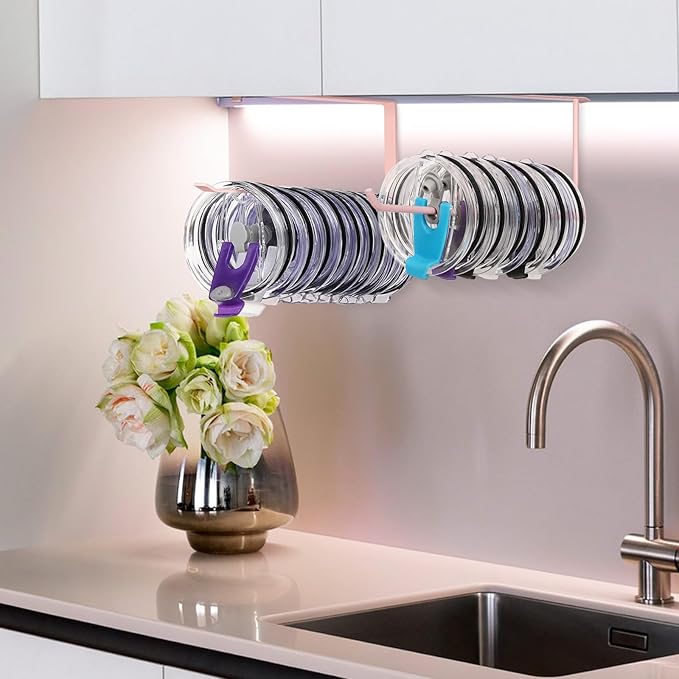 2 Pack Tumbler Lid Organizer, Horizontal Tumbler Lid Storage Hook Up to 20 Lids - Image 7
