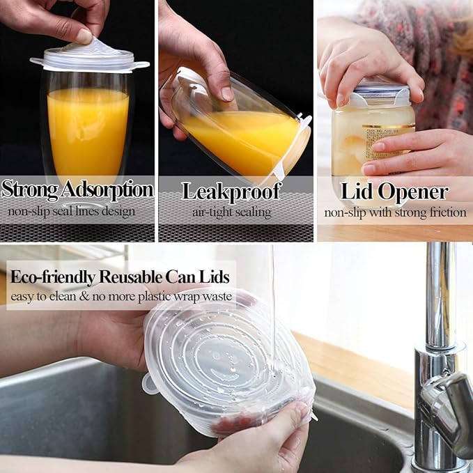Silicone Can Lids, Reusable Silicone Stretch Lids - Image 4