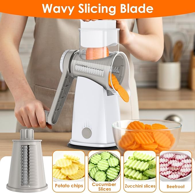 MealHelper 5 Blade Rotary Cheese Grater and Vegetable Chopper - Image 5