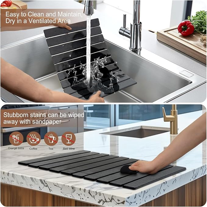 Stone Drying Mat for Kitchen Counter, Stone Bath Mat, Quick Drying Fast - Image 7
