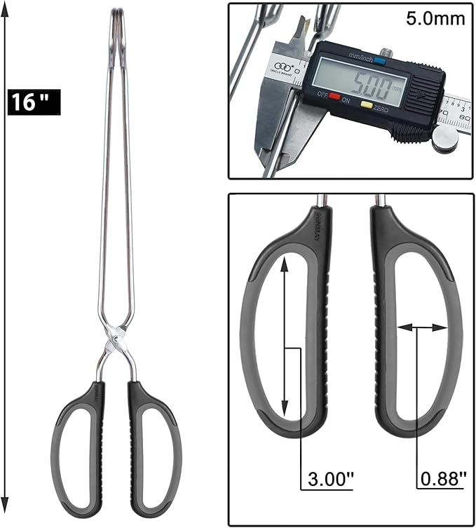 HINMAY Scissor Tongs 16-Inch Extra Long Stainless Steel Barbecue Grilling Tongs - Image 3
