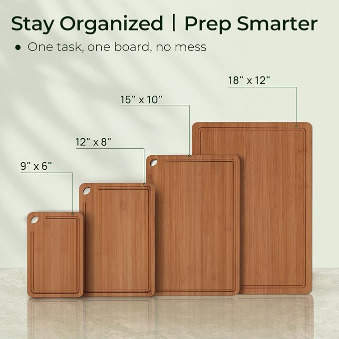 Keechee Wood Cutting Board, Carbonized Bamboo Cutting Boards Set - Image 5