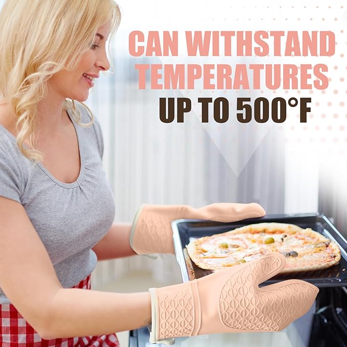 Silicone Oven Mitts, Heat Resistant 2PCS Oven Mitts - Image 7