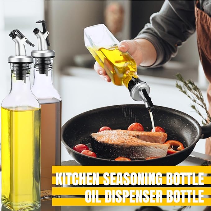 Hushee 12 Pcs Clear Glass Olive Oil Dispenser Bottles Sets Include 8oz Glass - Image 6