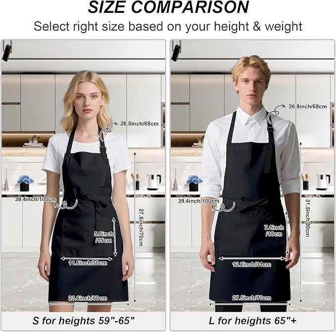 15 Pcs Adult Aprons Bulk with Pockets Adjustable Bib Chef Apron - Image 5