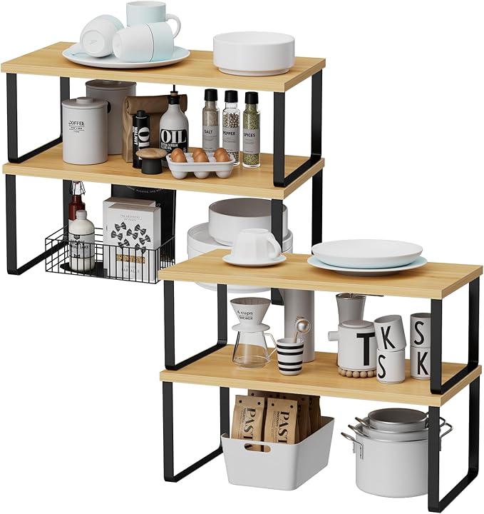OGEMXU Cabinet Shelf Organizers, 15.7 inches Large Kitchen Counter Shelf - Image 3