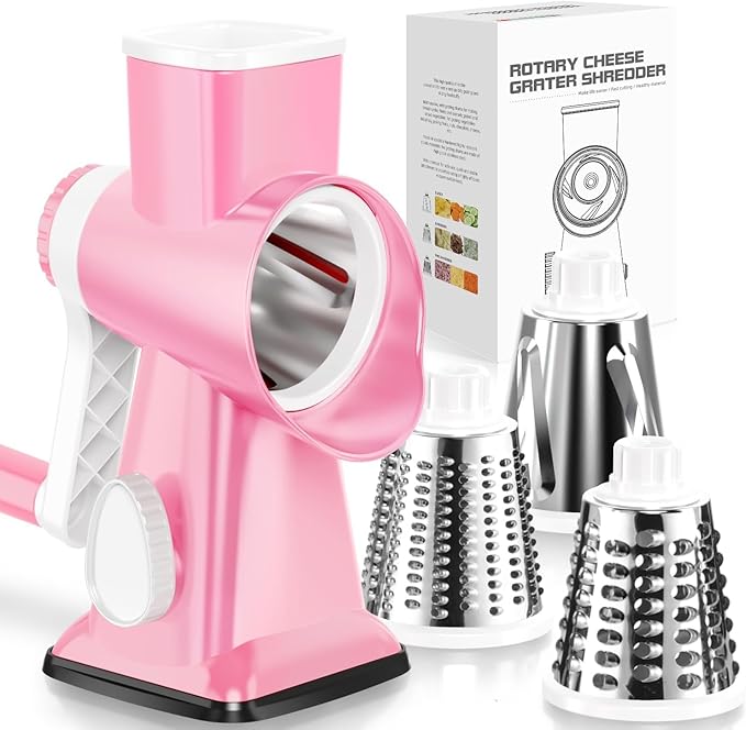 KEOUKE Rotary Cheese Grater Hand Crank Pink by KEOUKE
