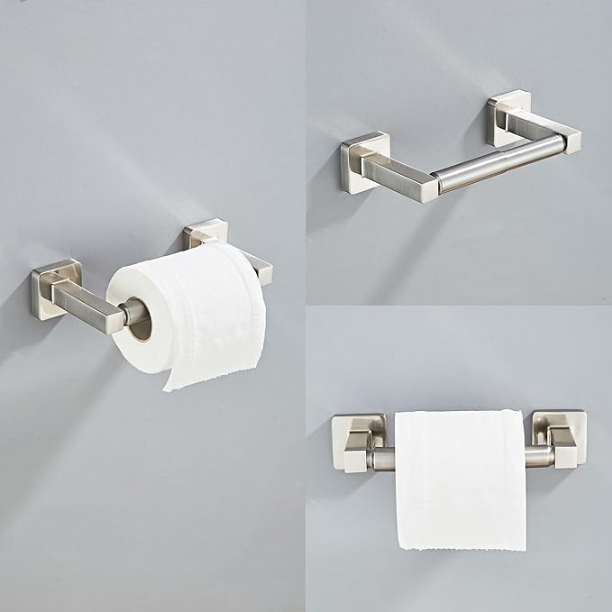 Brushed Nickel Bathroom Hardware Set 4 Pieces, Towel Bar Set Stainless Steel - Image 3