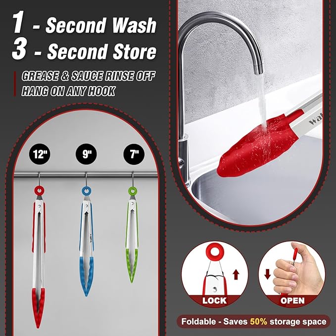 Walfos Silicone Tongs for Cooking - Image 4