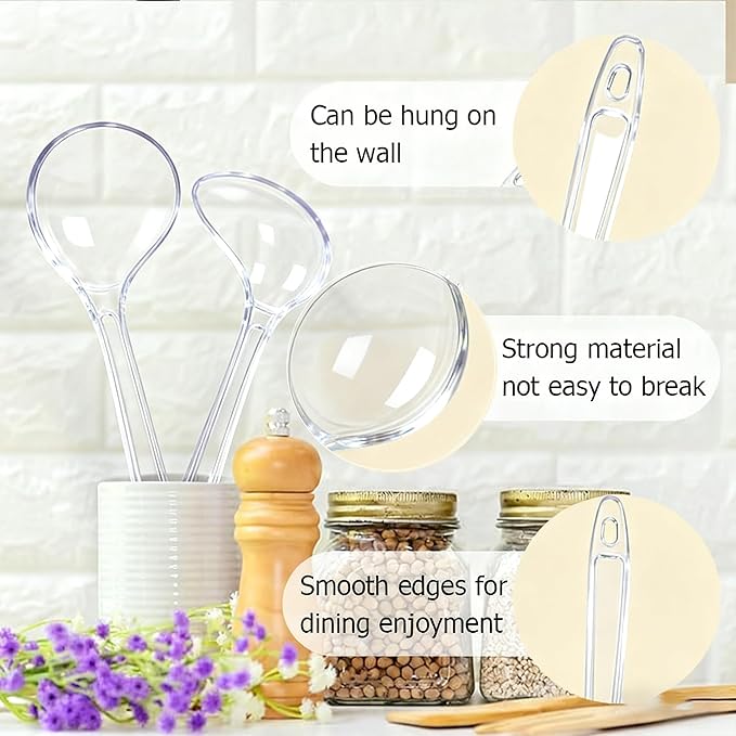 Large Plastic Serving Spoons, Disposable Heavy Duty Serving Spoons, Long Handle - Image 3