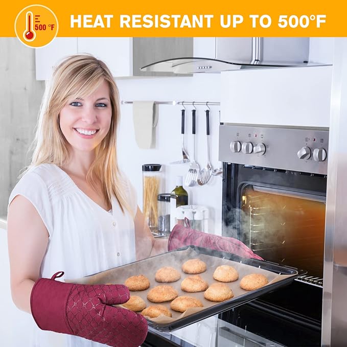 6 Pcs Oven Mitts and Pot Holders, 500℉ Heat Resistant Oven Mitts - Image 2