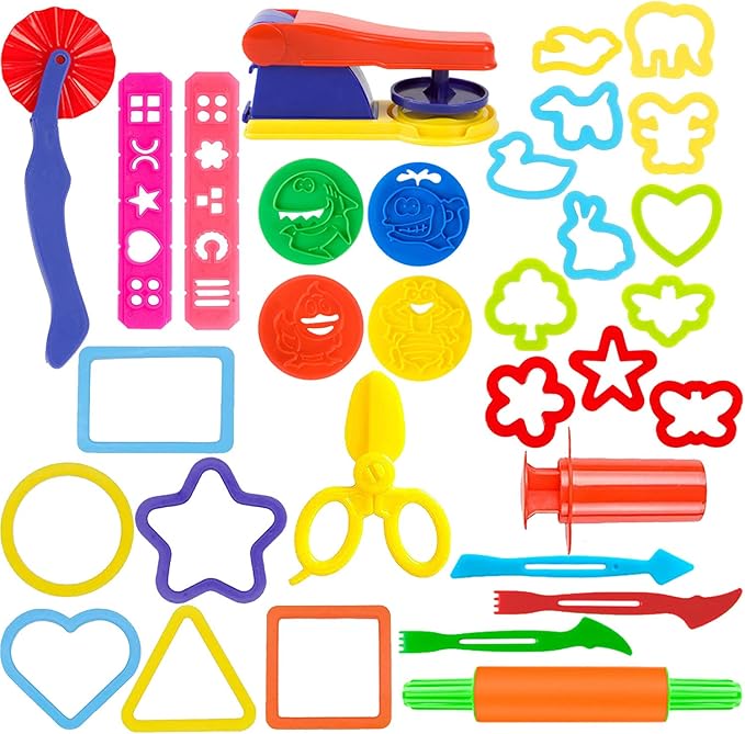 32-Piece Dough Tool Set for Kids – Dough Play Tools by OunNana