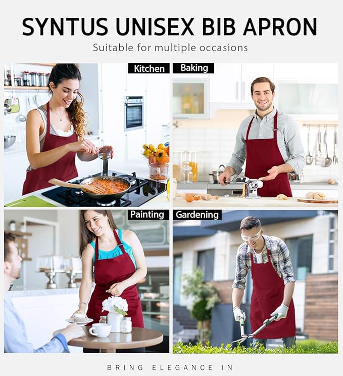 Syntus Apron for Men Women, Adjustable Cooking Kitchen Chef Aprons - Image 7