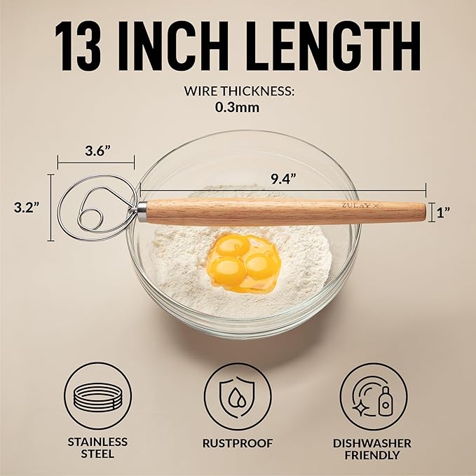Zulay Kitchen 13-Inch Danish Dough Whisk - Image 2