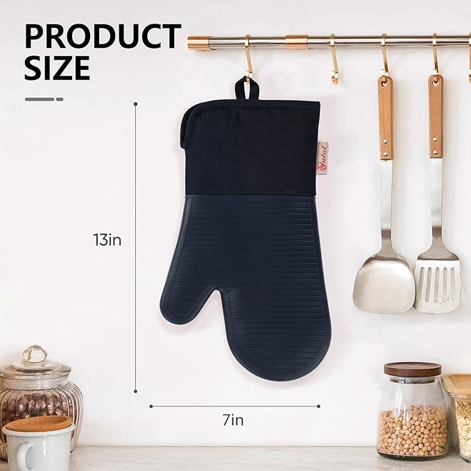 YUTAT Silicone Oven Mitts, High Heat Resistant Up to 500 Degrees, Waterproof - Image 4