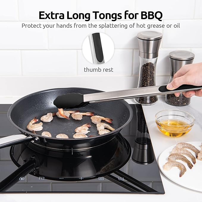 600ºF Heat Resistant Kitchen Tongs: U-Taste 16 inch Extra Long Large Silicone - Image 9