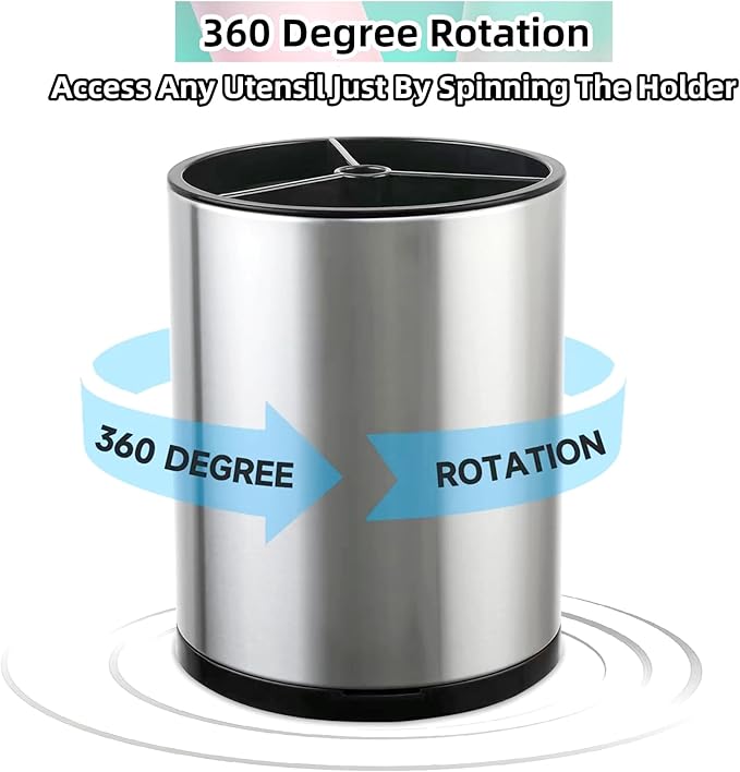 LIBODOUR Kitchen Utensil Holder Extra Large 360°Rotating - Image 5