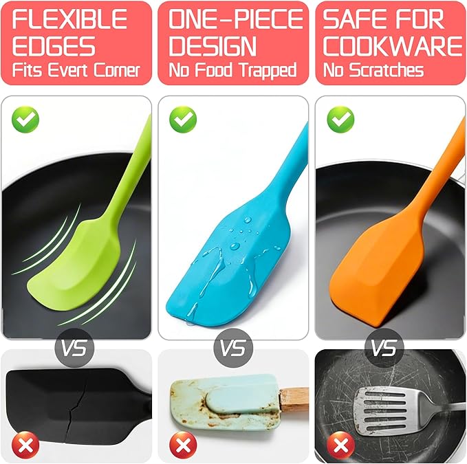 5 Pieces Silicone Spatula Set BPA Free Non Stick Rubber Spatula Heat Resistant - Image 5