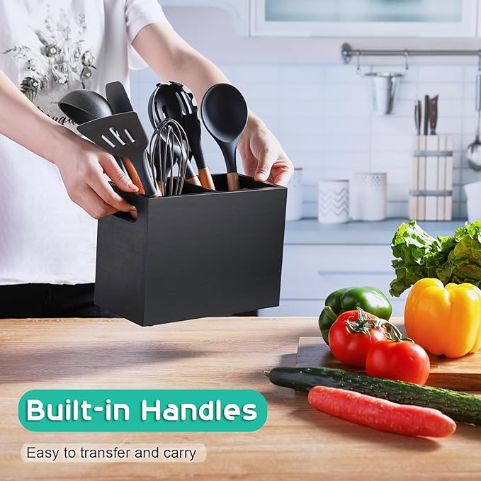 ALELION Black Utensil Holder for Kitchen Counter - Image 3