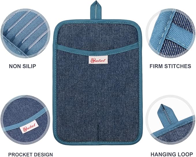 Yutat Oven Mitts, Pot Holders Set of 4 Made - Image 5