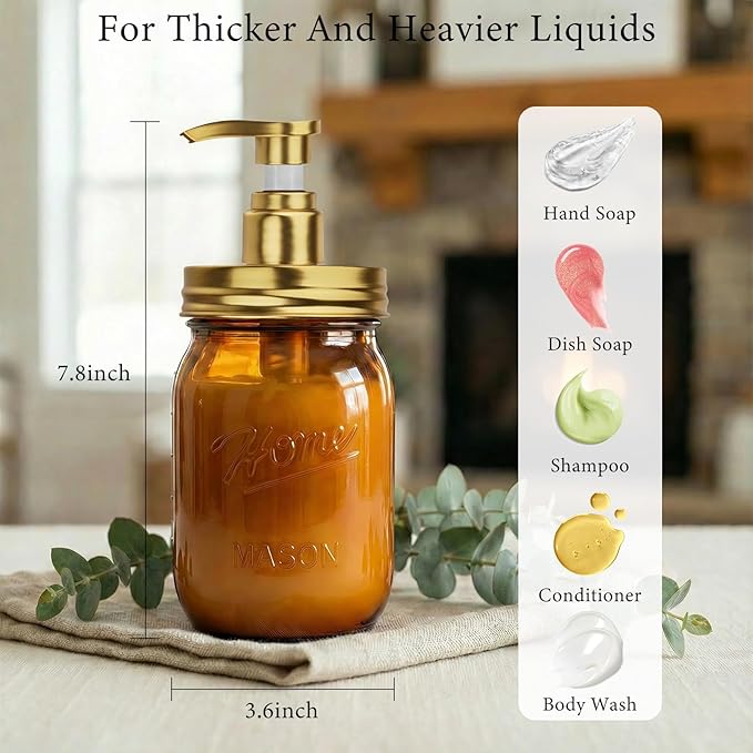 Amolliar Plastic Mason Jar Soap Dispenser - Image 3