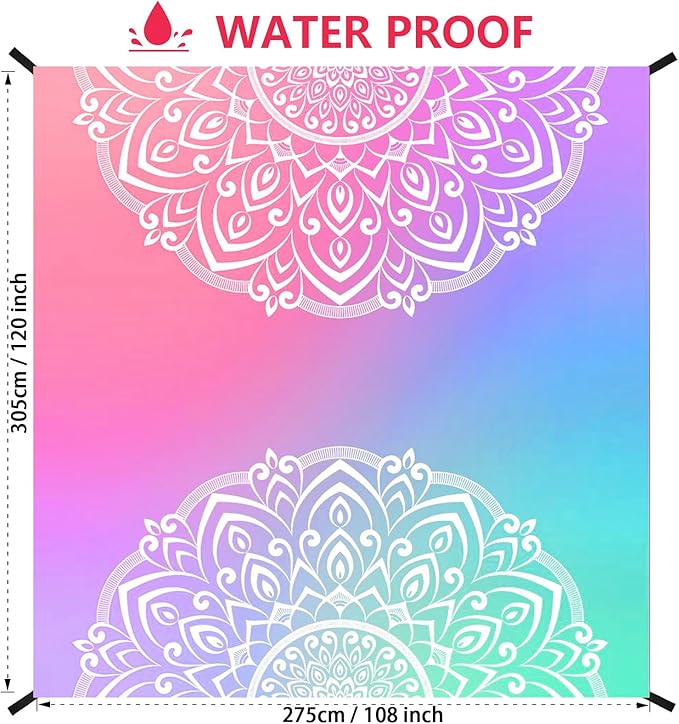 WIWIGO Beach Blanket Waterproof Sandproof Beach Mat 79" X 83"/10'x9'for 2-8 - Image 2