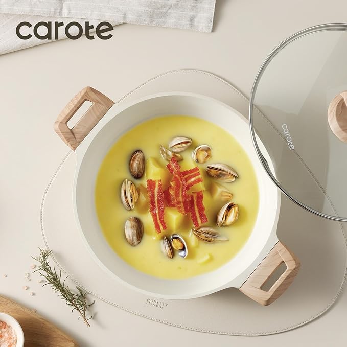 CAROTE Nonstick Stock Pot with Lid Soup Pot, 4 Quart with Lid, Casserole Super - Image 5