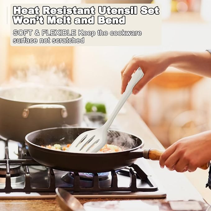 E-far 10 Pieces Silicone Cooking Utensils Set, Heat Resistant Kitchen Utensil - Image 5