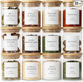 Glass Spice Jars with Labels-12 Pack- 6.8oz- 360 Labels- Spice Containers with by Livabl