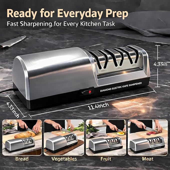 Electric Knife Sharpener for Kitchen, 3-Stage Professional Kitchen Knife - Image 7