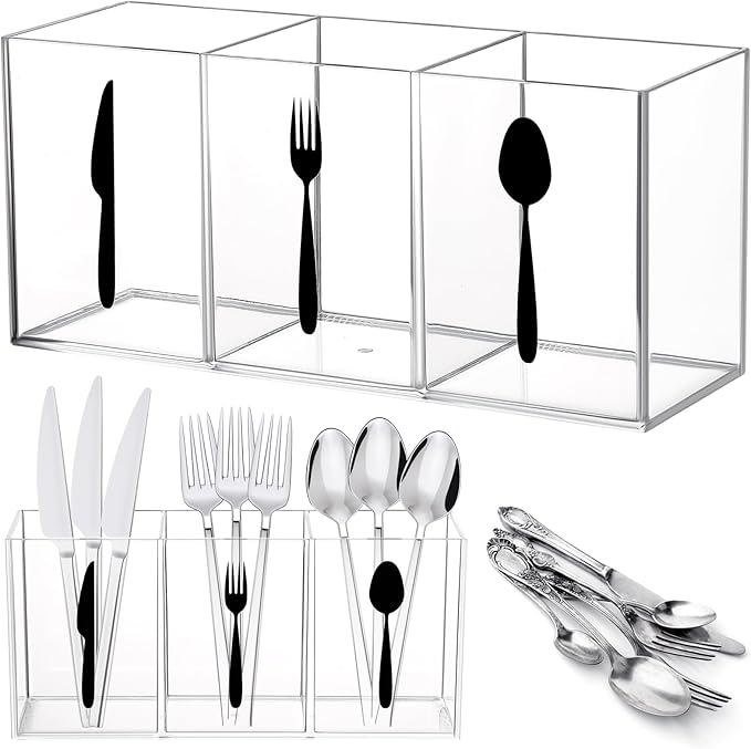 Suzile Acrylic Cutlery Storage Organizer Bin Silverware Caddy Countertop Knife by Suzile