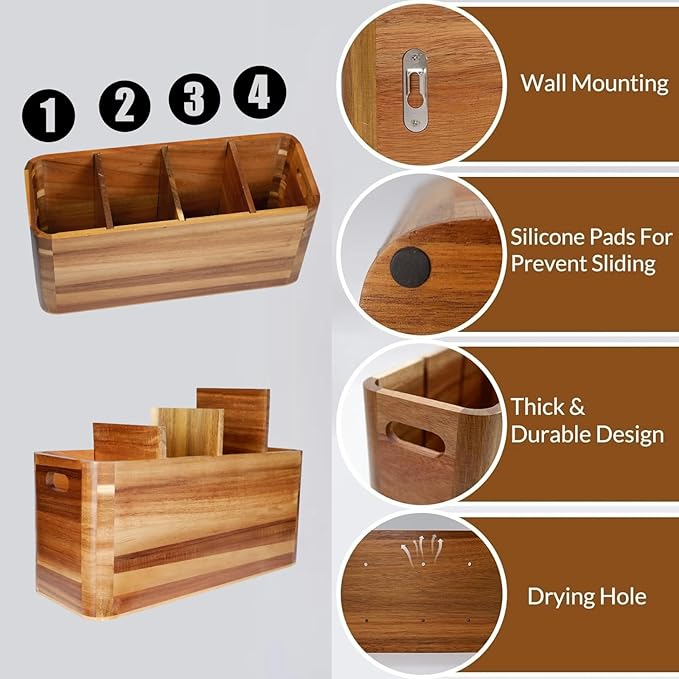 Wooden Kitchen Utensil Holder Organizer - Image 4