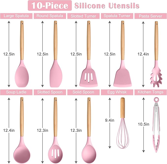 E-far Silicone Cooking Utensils Set, 10-Piece Kitchen Utensils Set - Image 2