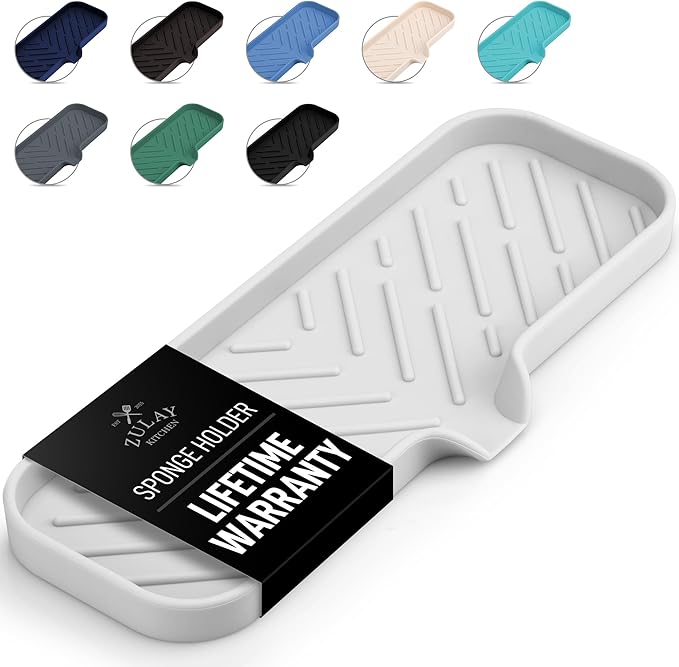 Zulay Kitchen Large Silicone Sponge Holder – Flexible Sink Organizer Tray by ZulayKitchen