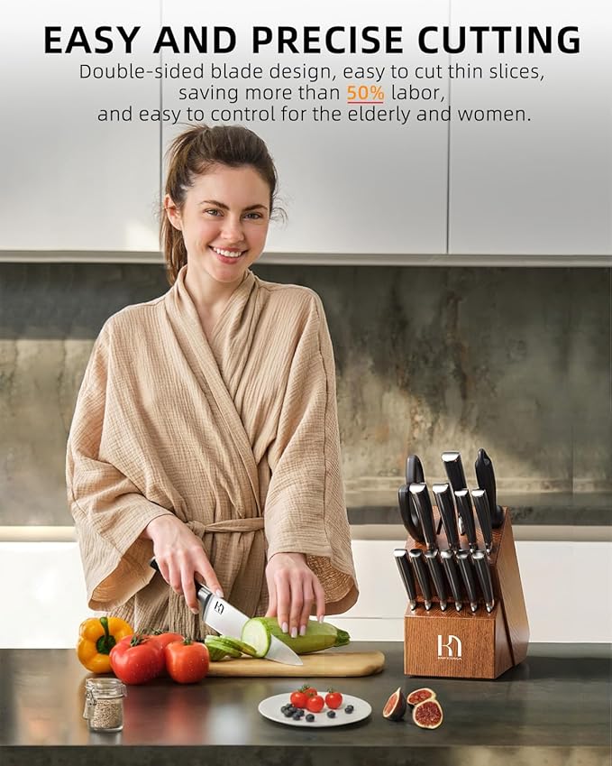KnifeSaga Knife Set, Enduring Razor-Sharp High Carbon Stainless Steel Chef - Image 6