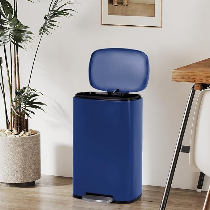 FDW | 13 Gallon Trash Can with Lid | Deep Blue | Fingerprint-Proof | Made of - Image 2