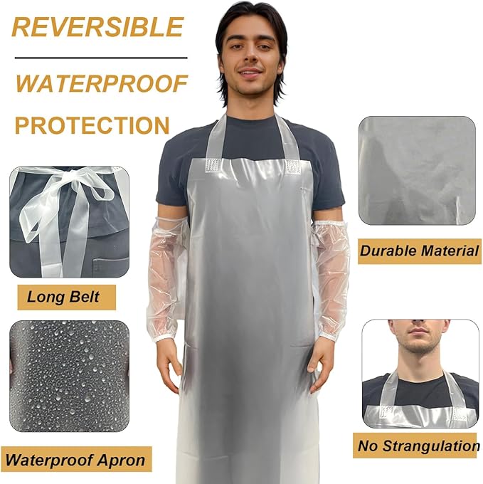 ELEBOX Waterproof Oil Proof Bib Apron Utility Apron Chemical Resistant Apron - Image 3