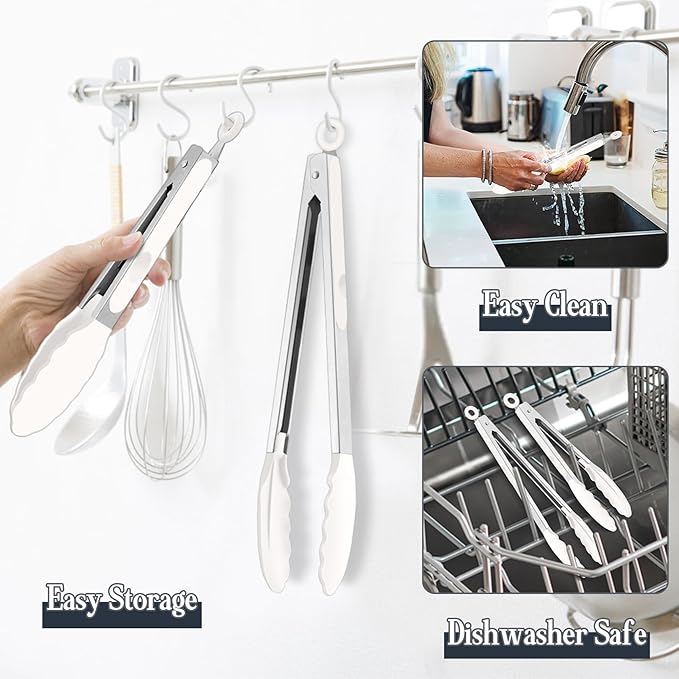 TeamFar Kitchen Tongs, Heat Resistant Silicone Tongs, Locking Design & - Image 5