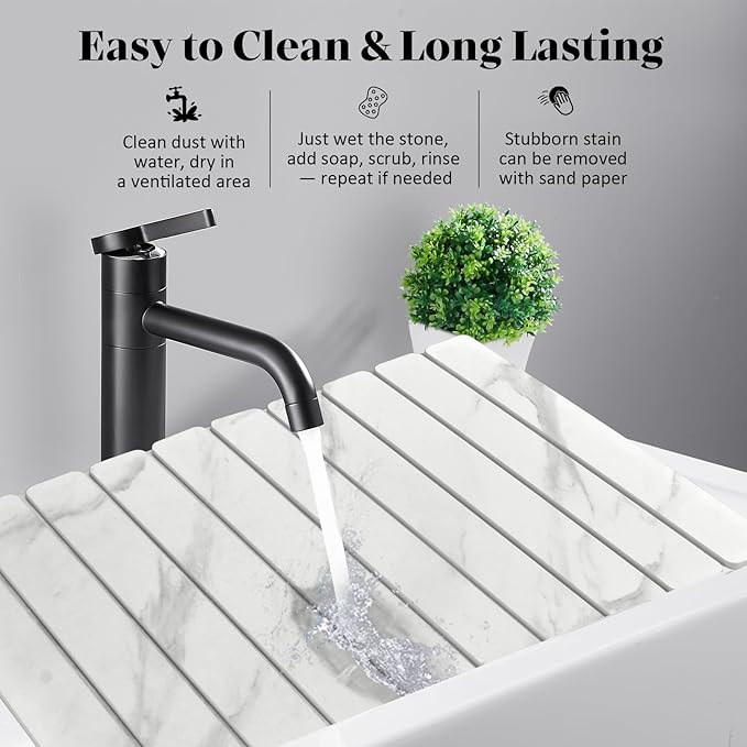 Stone Dish Drying Mats for Kitchen Counter, Collapsible Quick Drying Dish Mats - Image 5