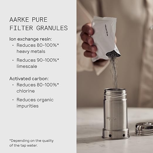 Aarke Purifier Large Glass Pitcher Bundle w/Steel Filter, 4 Pure Refill Granules - Image 4