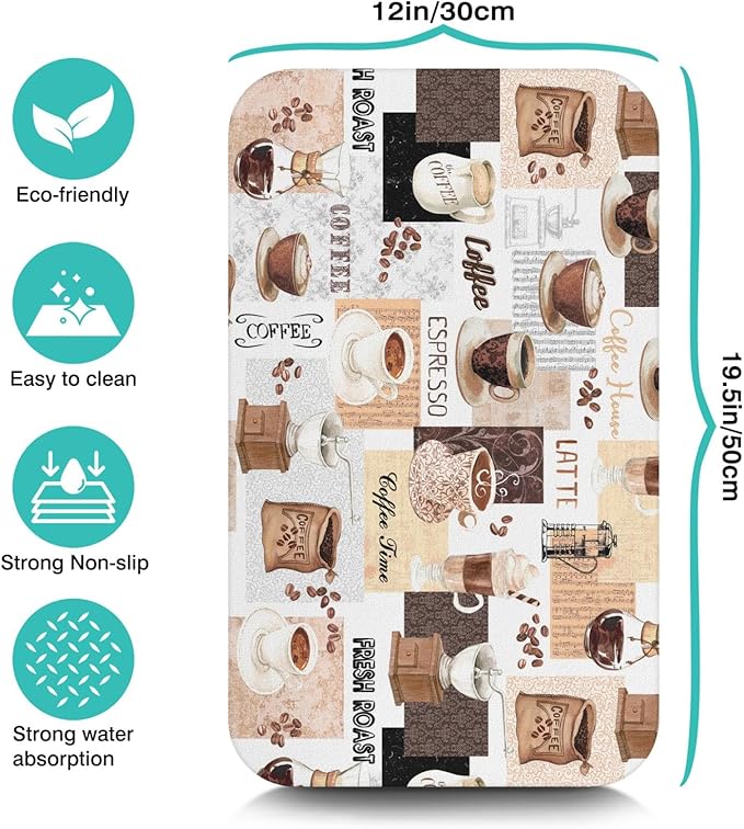 Coffee Mat 19inx12in, Absorbent Hide Stain Anti-Slip Coffee Bar Accessories - Image 5