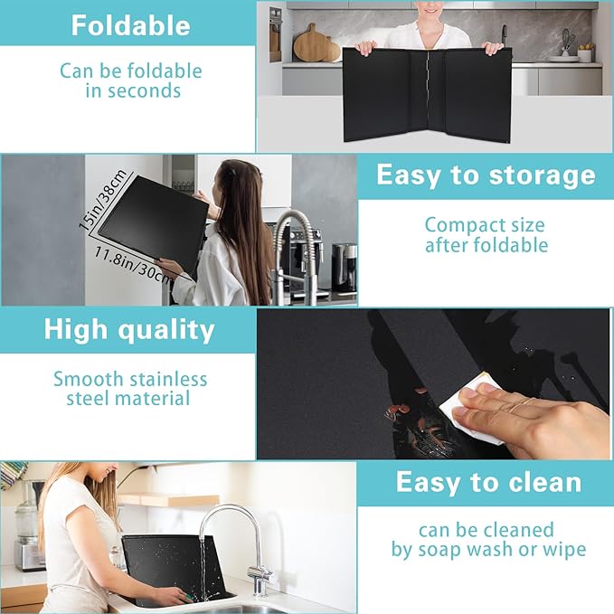 4 Sided Oil Splatter Guard Grease Splatter Guard Stove Splatter Guard, Splatter - Image 5